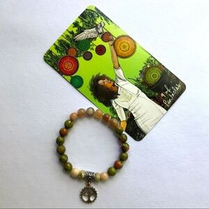 Liberty ~9 of Pentacles~ Natural Crystal Beads Bracelet Unakite Sunstone